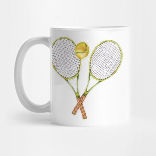 two Tennis rackets with tennis ball Mug